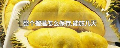 ​榴莲能放多久?怎么保存 榴莲怎么保存时间久