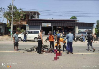 ​太惨烈了！缅甸歪莫一名男子被撞飞，脑浆飞溅而出，当场死亡
