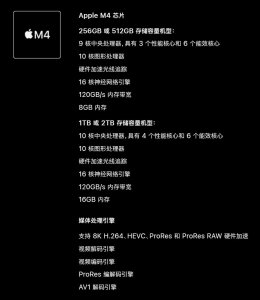 ​2024 款 iPad Pro 低配搭载 9 核苹果 M4 芯片，内存砍半