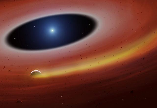 一颗重金属行星碎片绕着白矮星运行，为太阳系的未来提供了想象图
